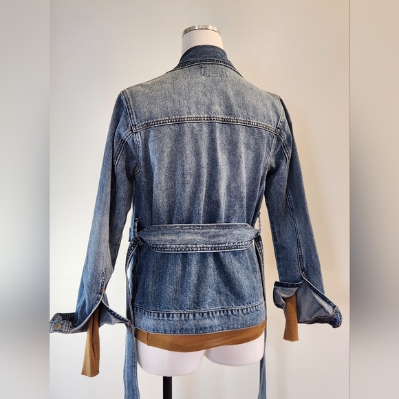 || LUCKY BRAND || denim jacket, zip up, belted, size extra small, coat, blue - Picture 6 of 7